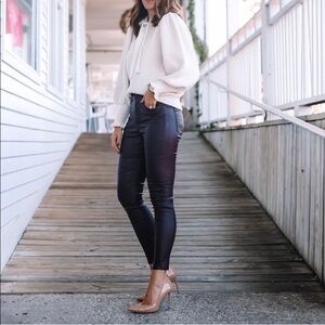 HUDSONS High Waisted Coated Maroon Skinny Jeans